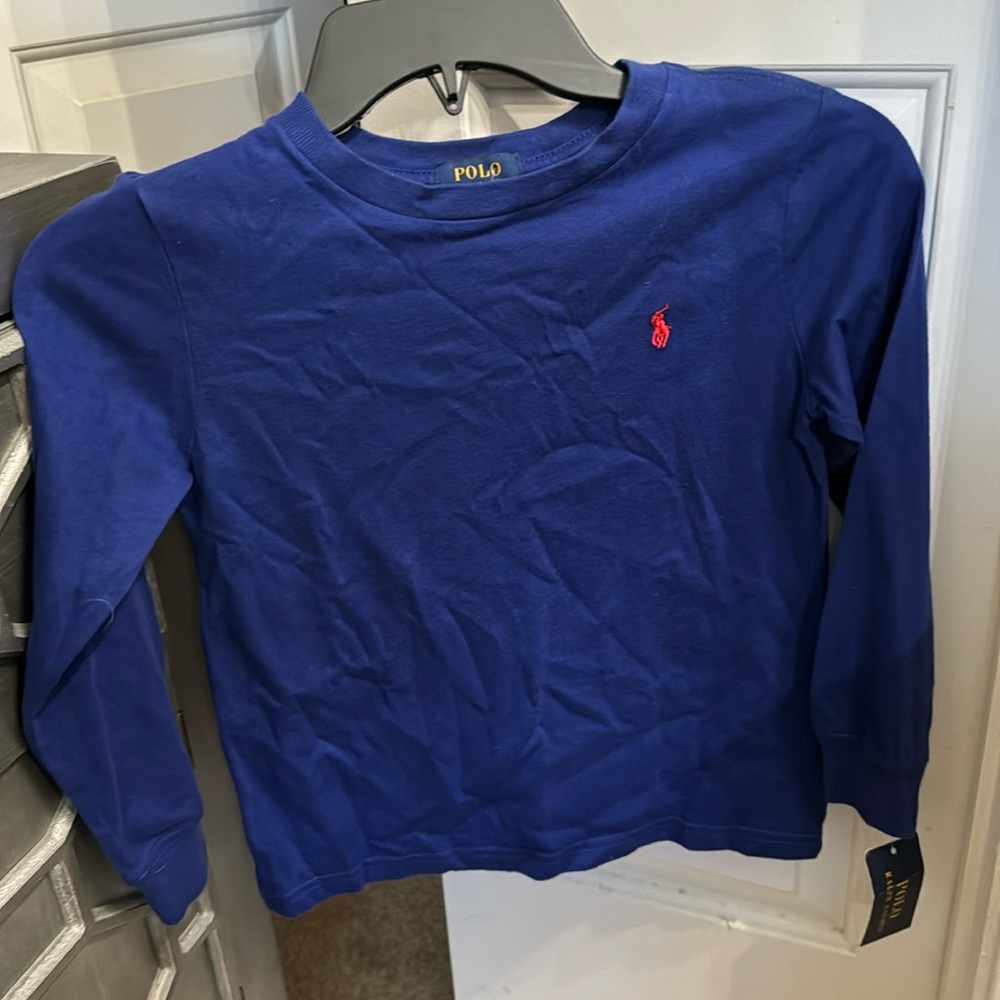 Boys Polo Ralph Lauren long sleeve shirt. Blue in color, size 6. NWT.